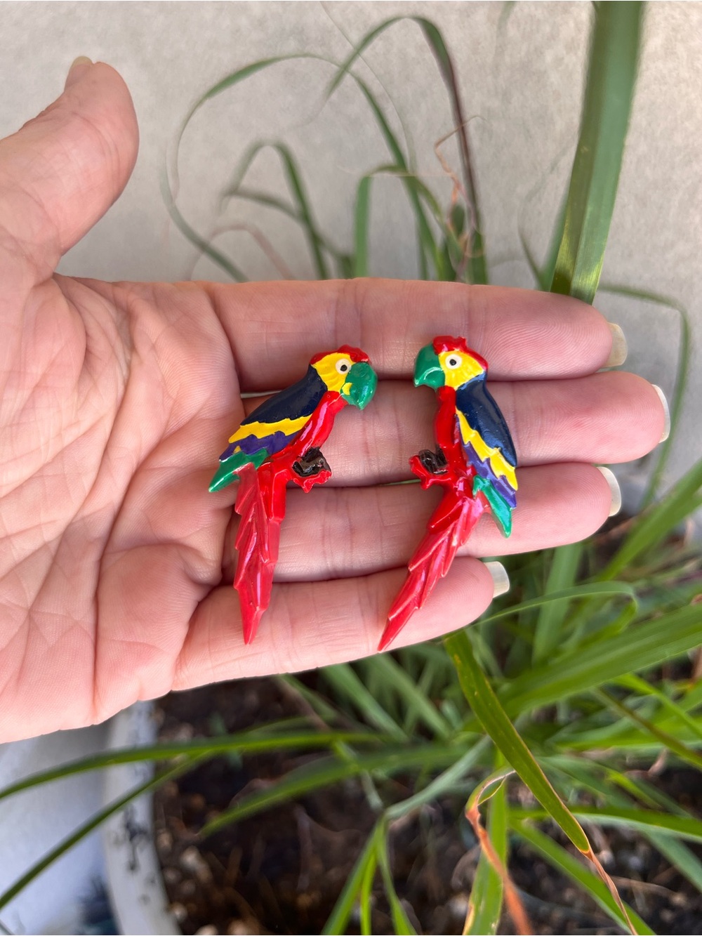 Colorful Parrot Bird Earrings - Red Multicolor